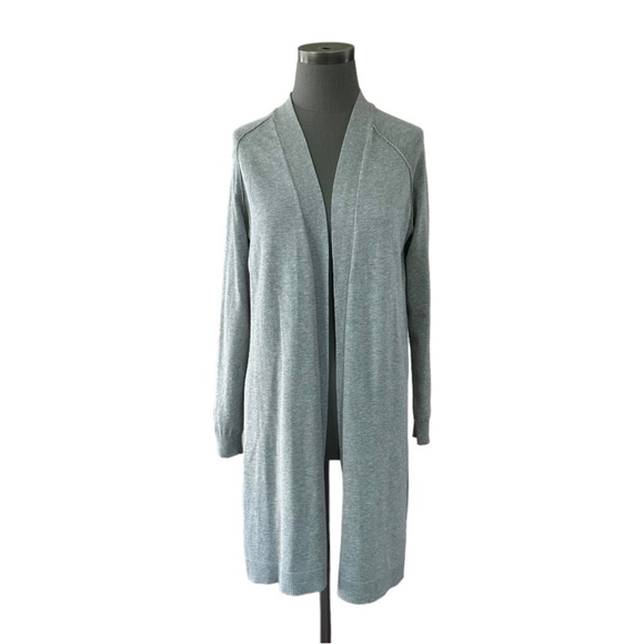 Women Open Front Cardigan 89th & Madison Long Sleeve Duster Grey Knitted Jacket - Picture 1 of 5